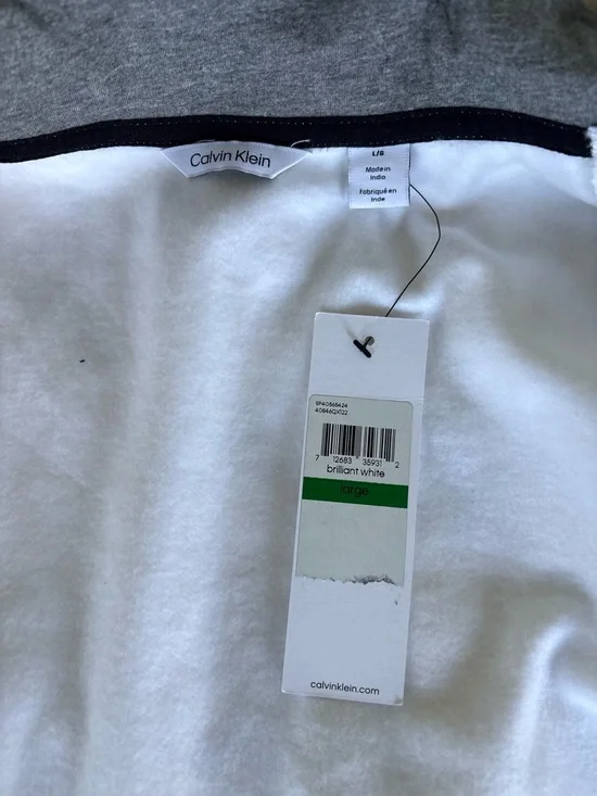 Calvin Klein Men’s White Zip-Up Jacket with Black Logo Panel, Large - Picture 5 of 9